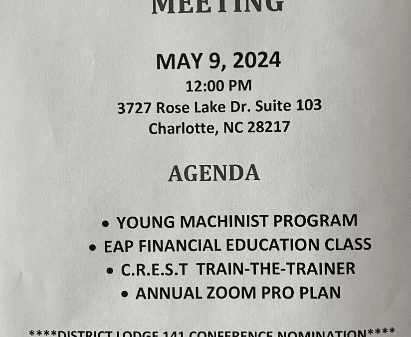 May Business Meeting Agenda